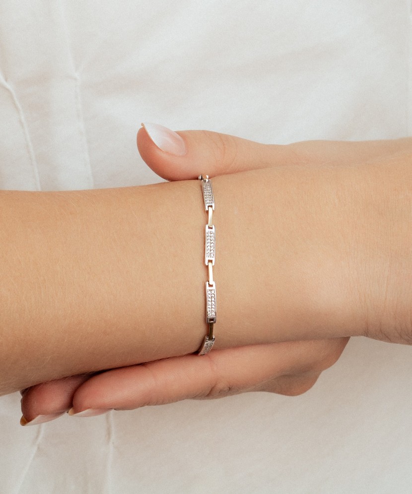 Gold plated sterling Silver bracelet with zircons