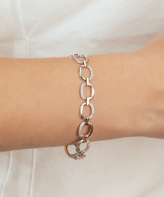 Gold plated sterling Silver bracelet with zircons