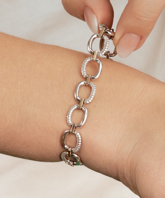 Браслет из позолоченного серебра с цирконами