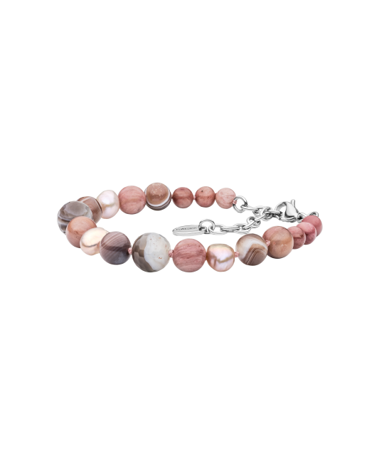 Bracelet with pearls, agate and rhodolites