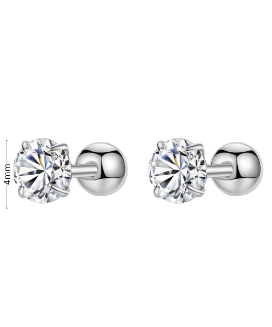 Серьги из серебра с цирконами 4mm