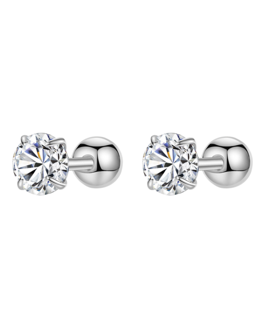 Sterling silver earrings with zircons 6mm