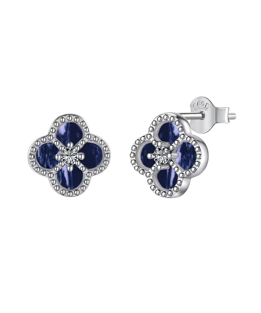 Sterling silver earrings with nacre and zircons