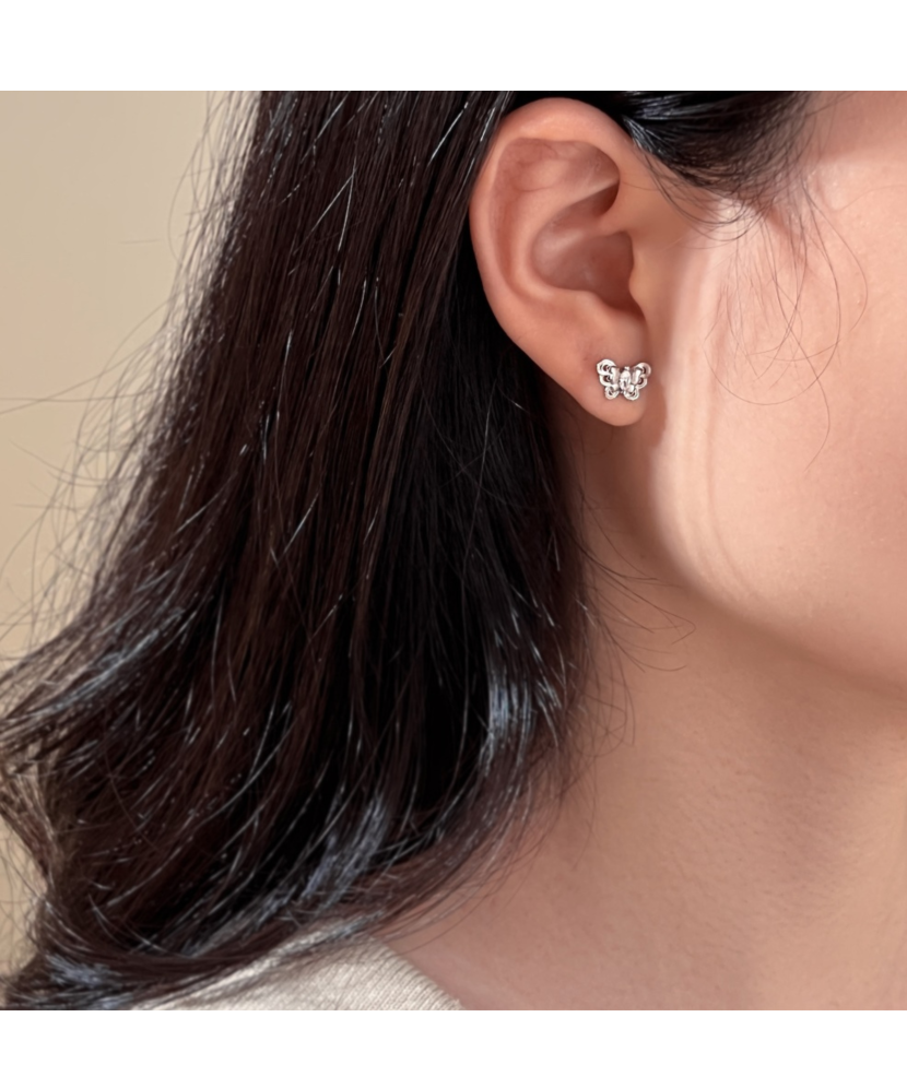 Sterling silver earrings with zircons "butterfly"