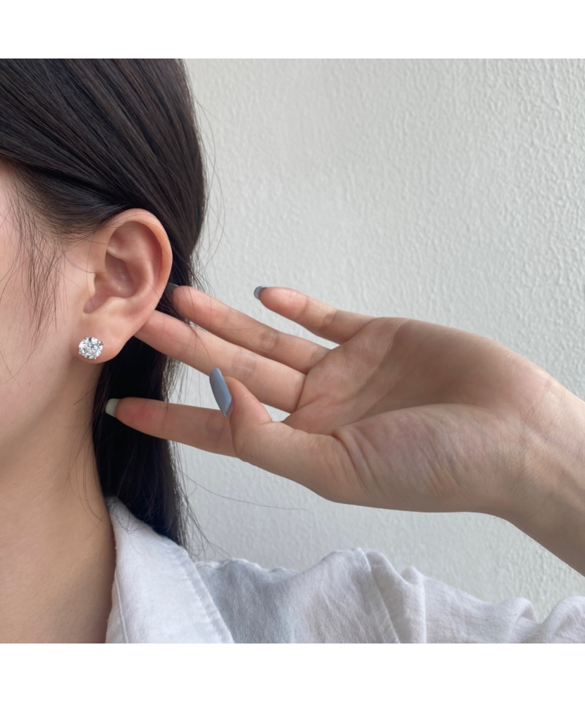 Gilded sterling silver earrings with zircons