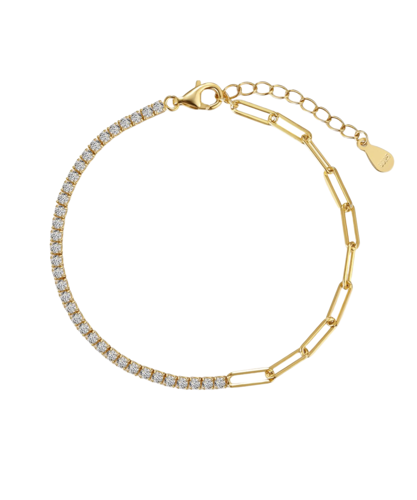 Gold-plated sterling Silver bracelet with zircons