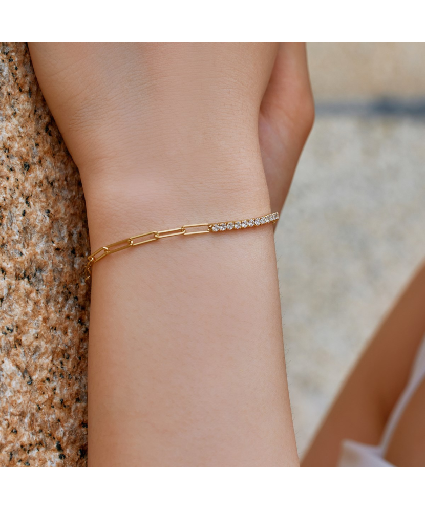 Gold-plated sterling Silver bracelet with zircons