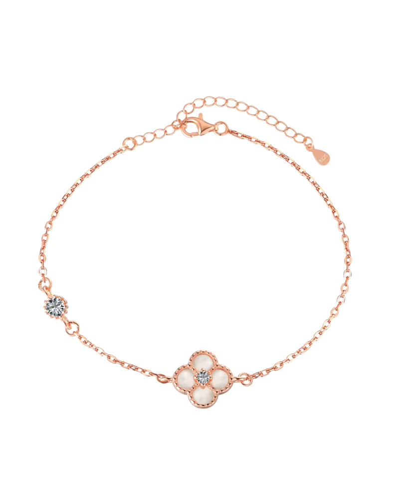 Gold-plated Silver bracelet with zircons and mother-of-pearl