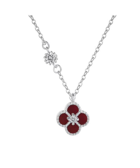 Серебряная цепочка с подвеской из оникса и циркона
