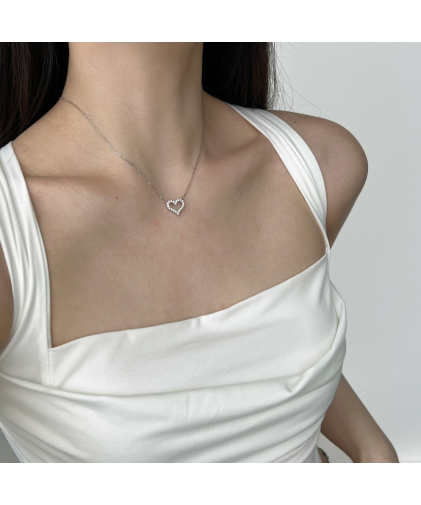 Sterling silver chain with zirconium pendant "heart"