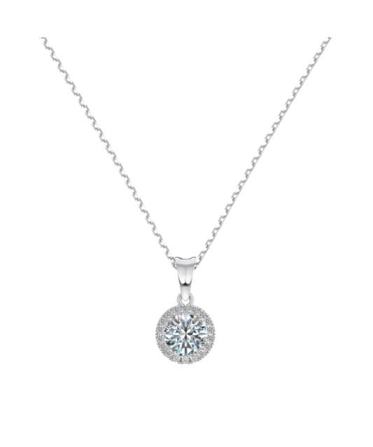 Серебряная цепочка с подвеской из муассанита