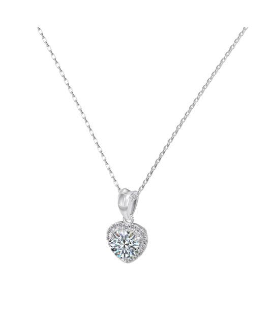 Серебряная цепочка с подвеской из муассанита
