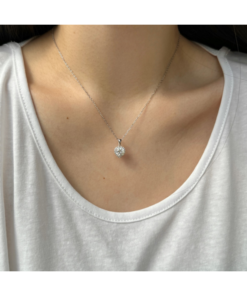 Sterling Silver chain with moissanite pendant