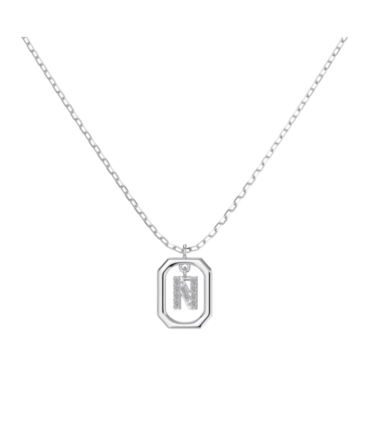 Серебряная цепочка с подвеской из циркона «Буква N»