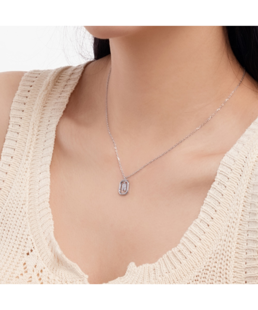Серебряная цепочка с подвеской из циркона «Буква N»