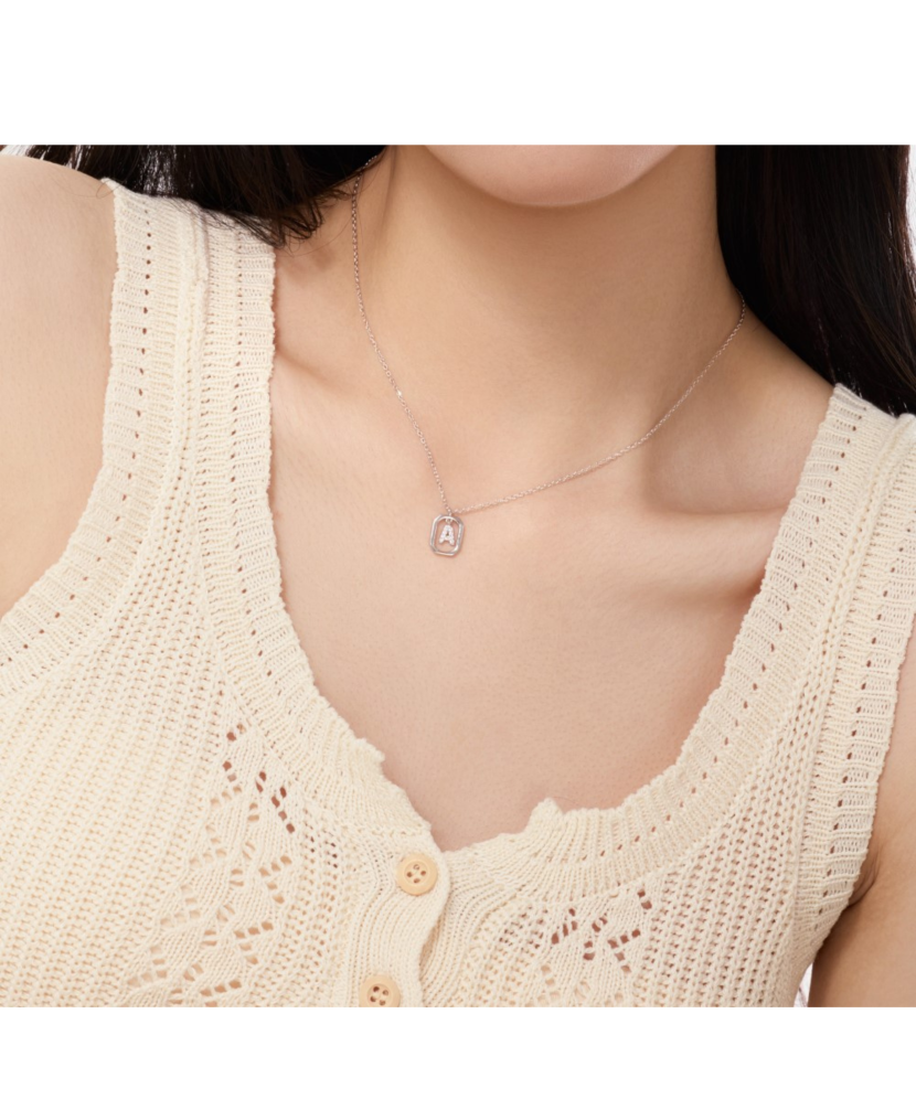 Sterling Silver chain with zircon pendant "Letter A"