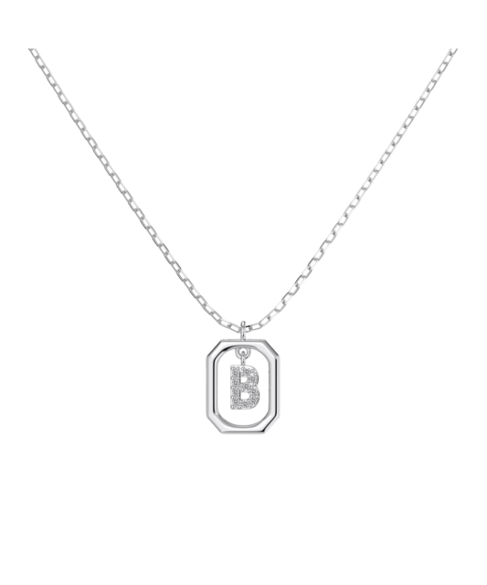 Серебряная цепочка с подвеской из циркона «Буква B»