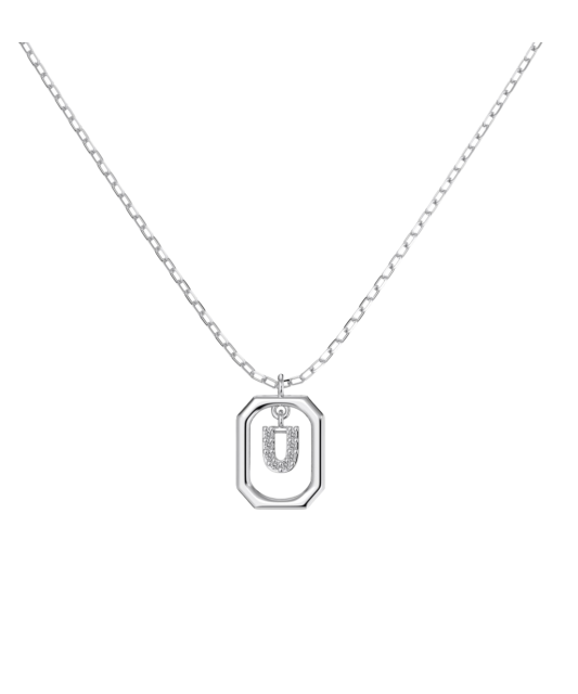 Серебряная цепочка с подвеской из циркона «Буква U»