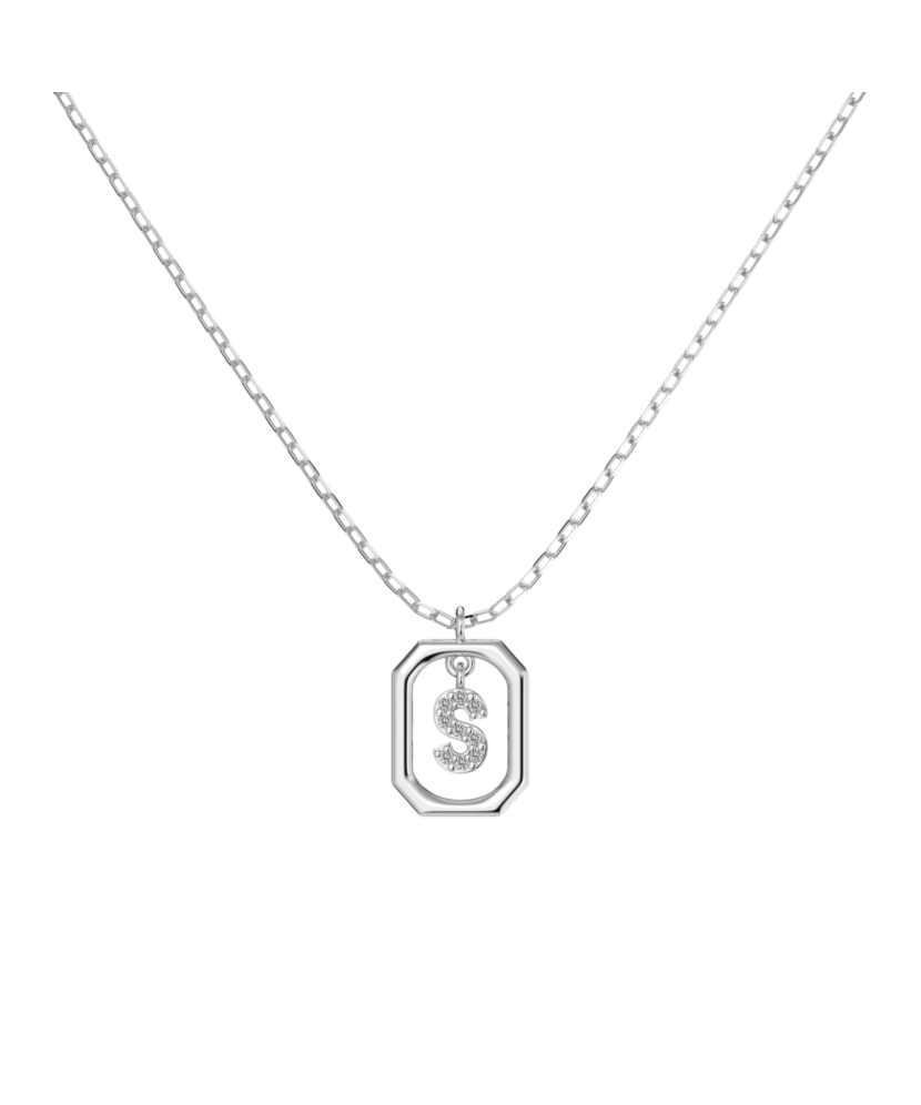 Sterling Silver chain with zircon pendant "Letter S"