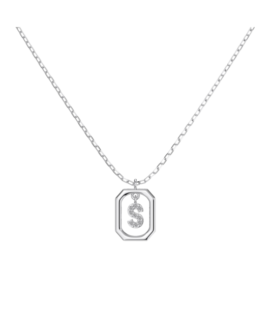 Серебряная цепочка с подвеской из циркона «Буква S»
