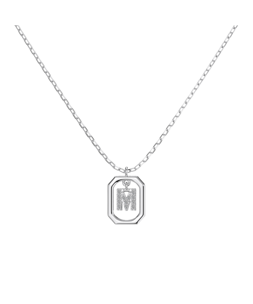 Sterling Silver chain with zircon pendant "Letter M"