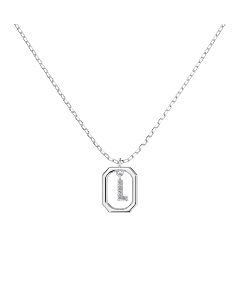 Sterling Silver chain with zircon pendant "Letter L"