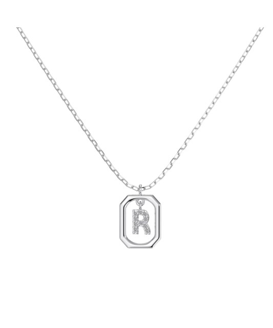 Серебряная цепочка с подвеской из циркона «Буква R»