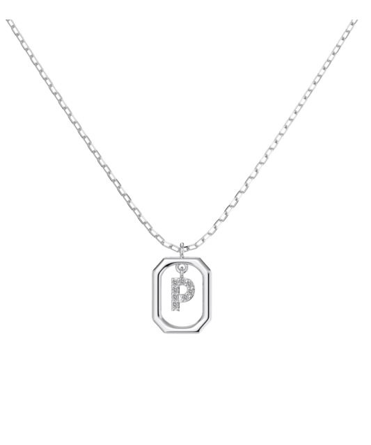 Серебряная цепочка с подвеской из циркона «Буква P»