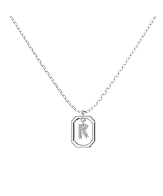 Серебряная цепочка с подвеской из циркона «Буква K»