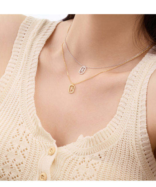 Sterling Silver chain with zircon pendant "Letter K"