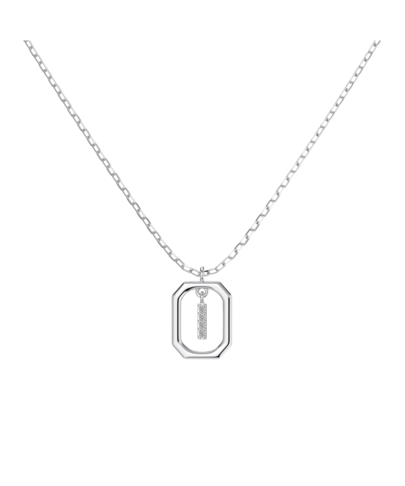 Sterling Silver chain with zircon pendant "Letter I"