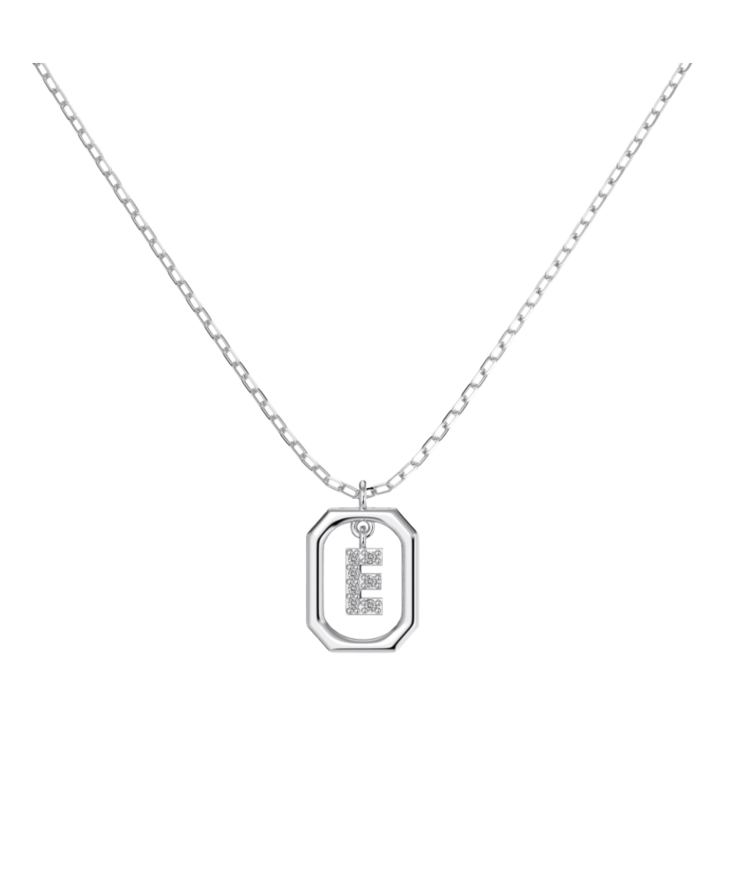 Серебряная цепочка с подвеской из циркона «Буква E»