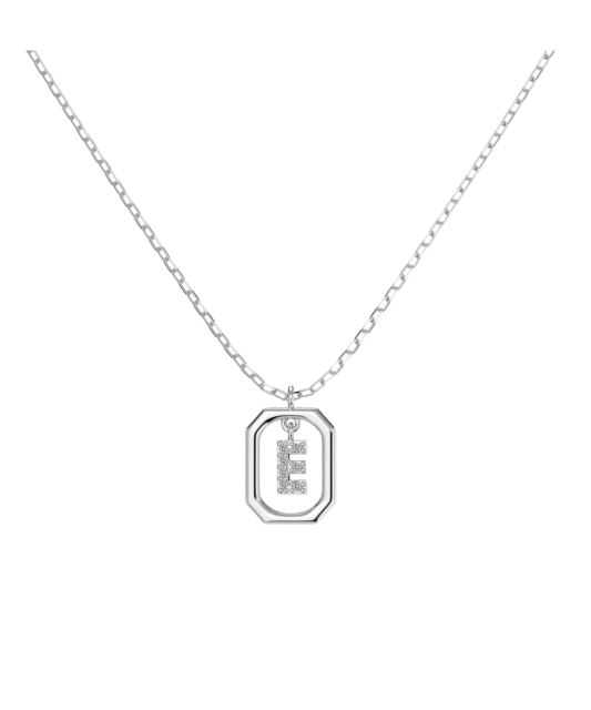Серебряная цепочка с подвеской из циркона «Буква E»