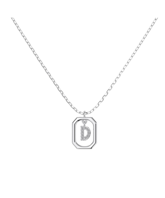 Серебряная цепочка с подвеской из циркона «Буква D»