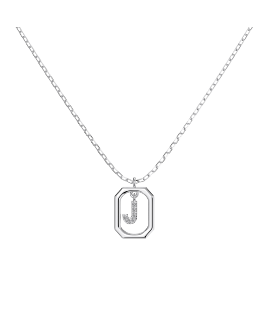 Серебряная цепочка с подвеской из циркона «Буква J»