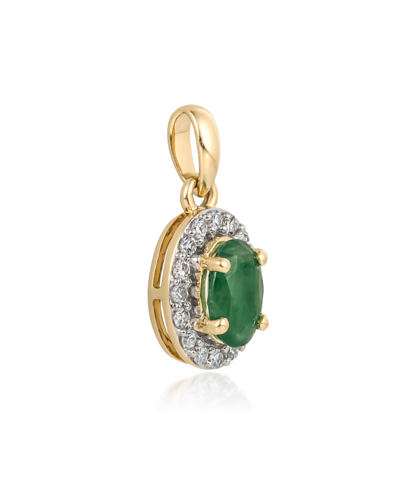 Yellow gold pendant with emerald and diamonds Yellow gold pendant with emerald and diamonds