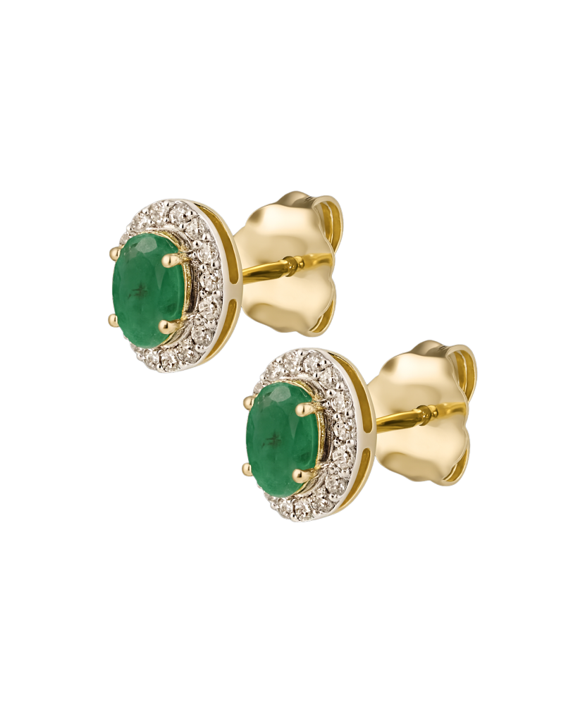 Yellow gold earrings with emeralds and diamonds