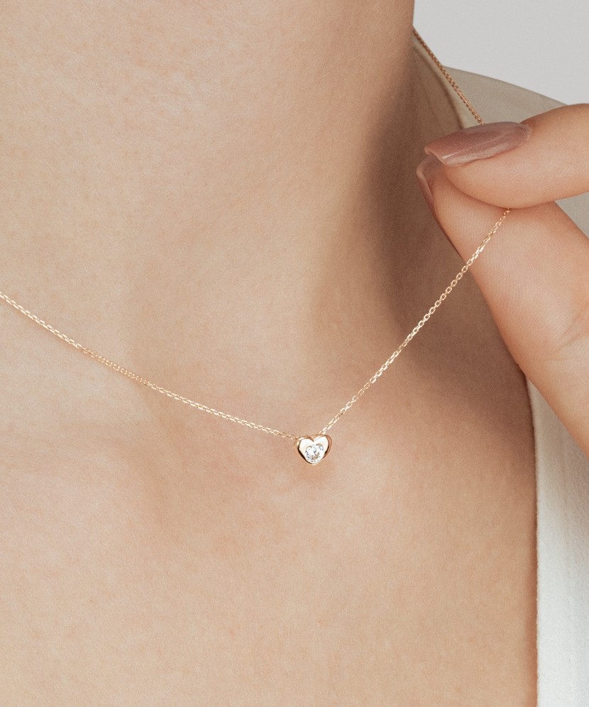 Yellow Gold chain with zirconium pendant  "Heart"