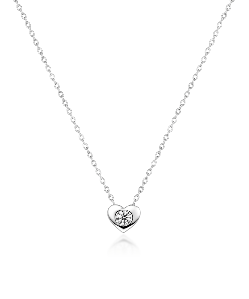 White Gold chain with zircon pendant "hear"