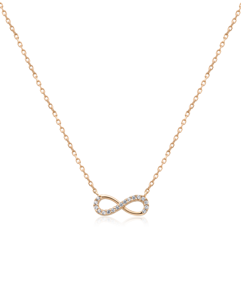 Gold chain with zirconium pendant "infinity"