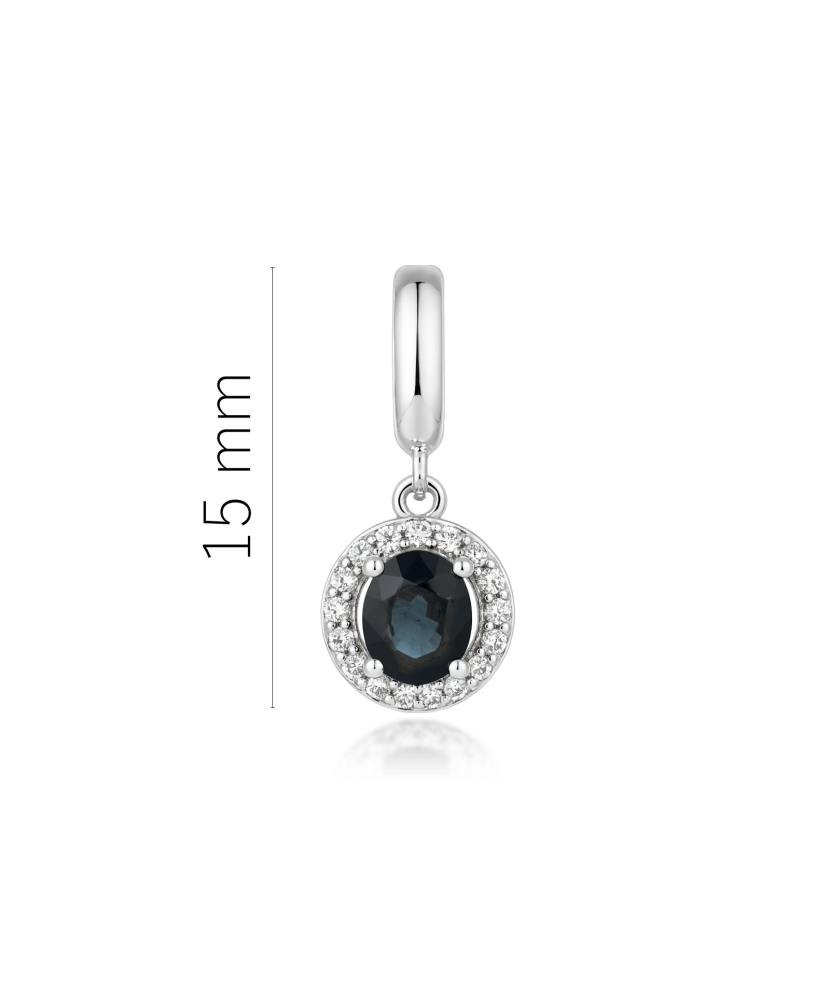 White gold pendant with sapphire and diamonds