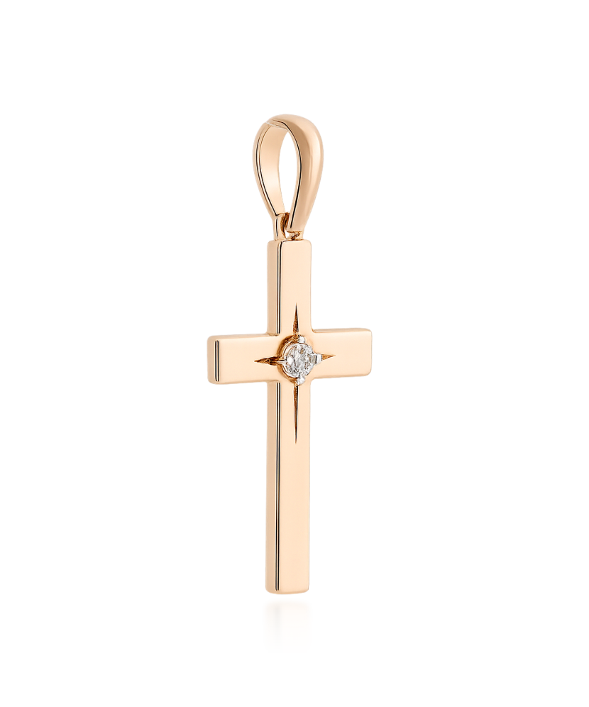 Gold pendant with diamond "cross"
