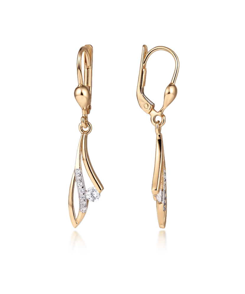 Gold earrings with zircons