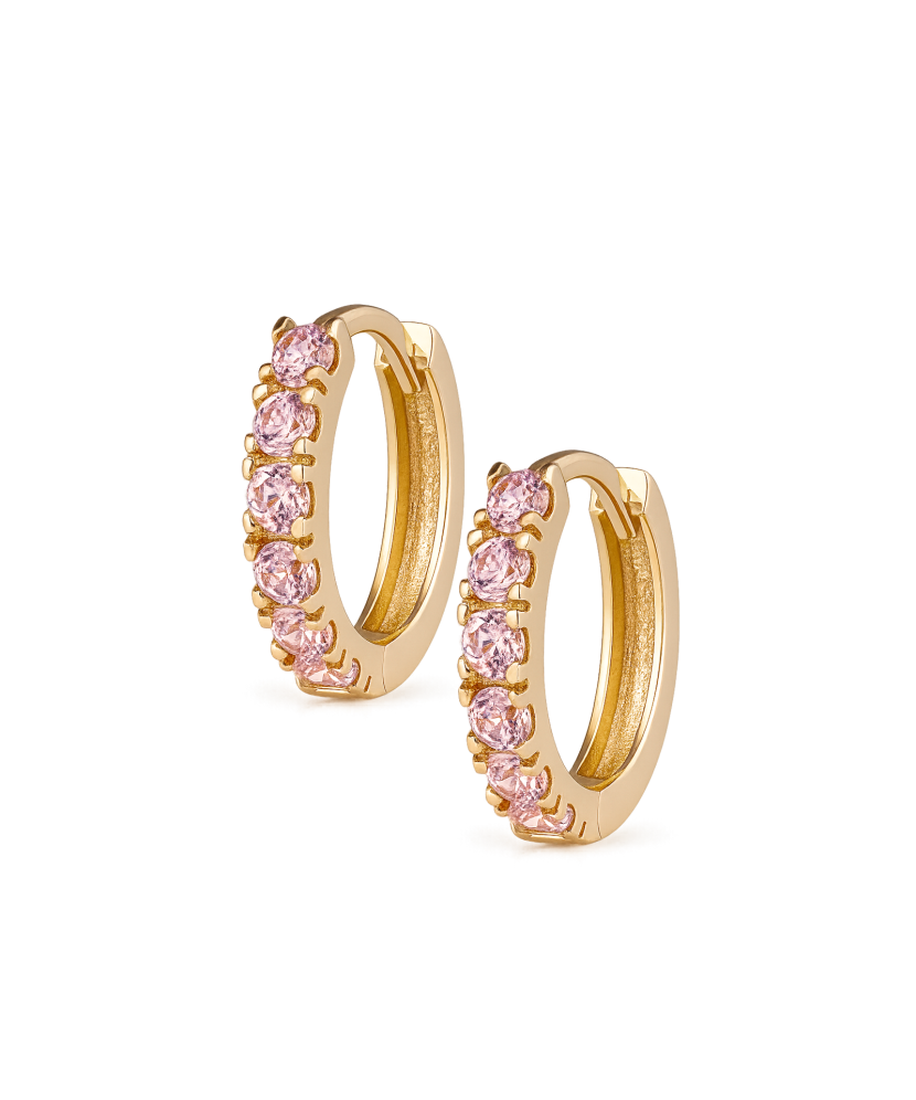 Gold earrings with zircons