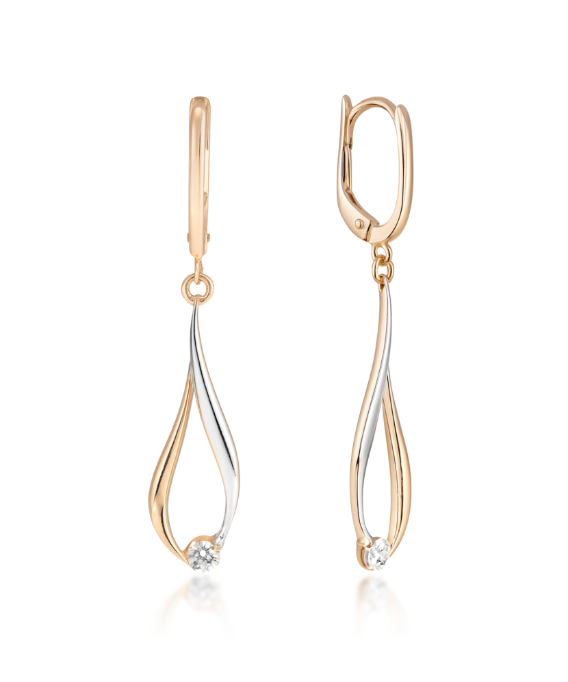 Gold earrings with zircons