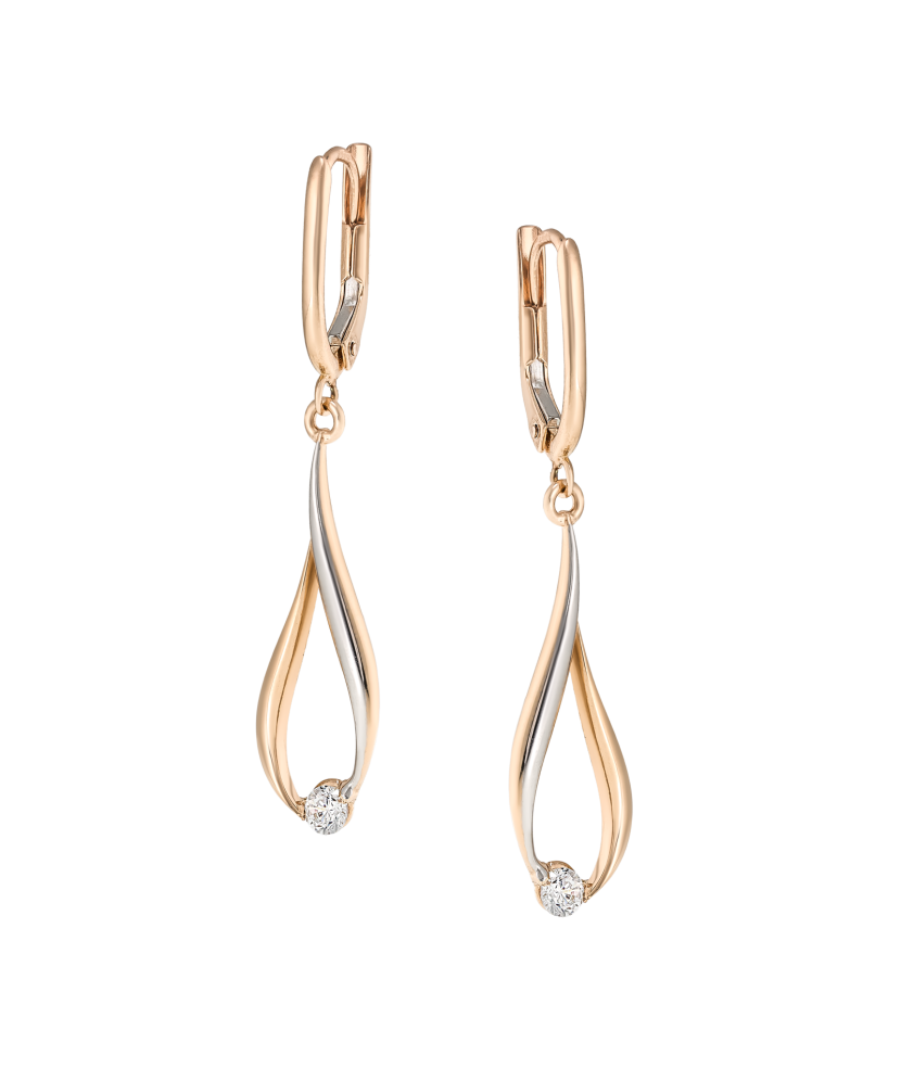 Gold earrings with zircons