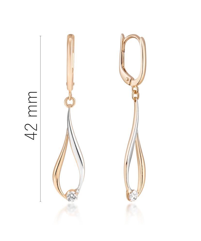 Gold earrings with zircons