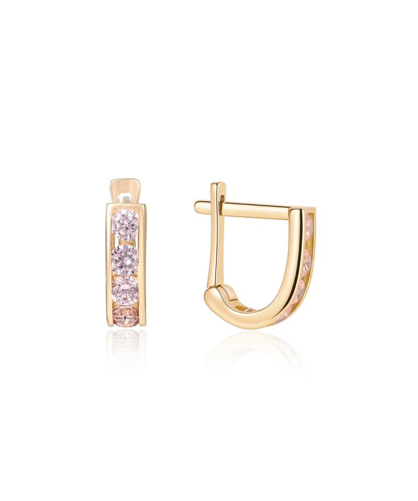 Gold earrings with zircons