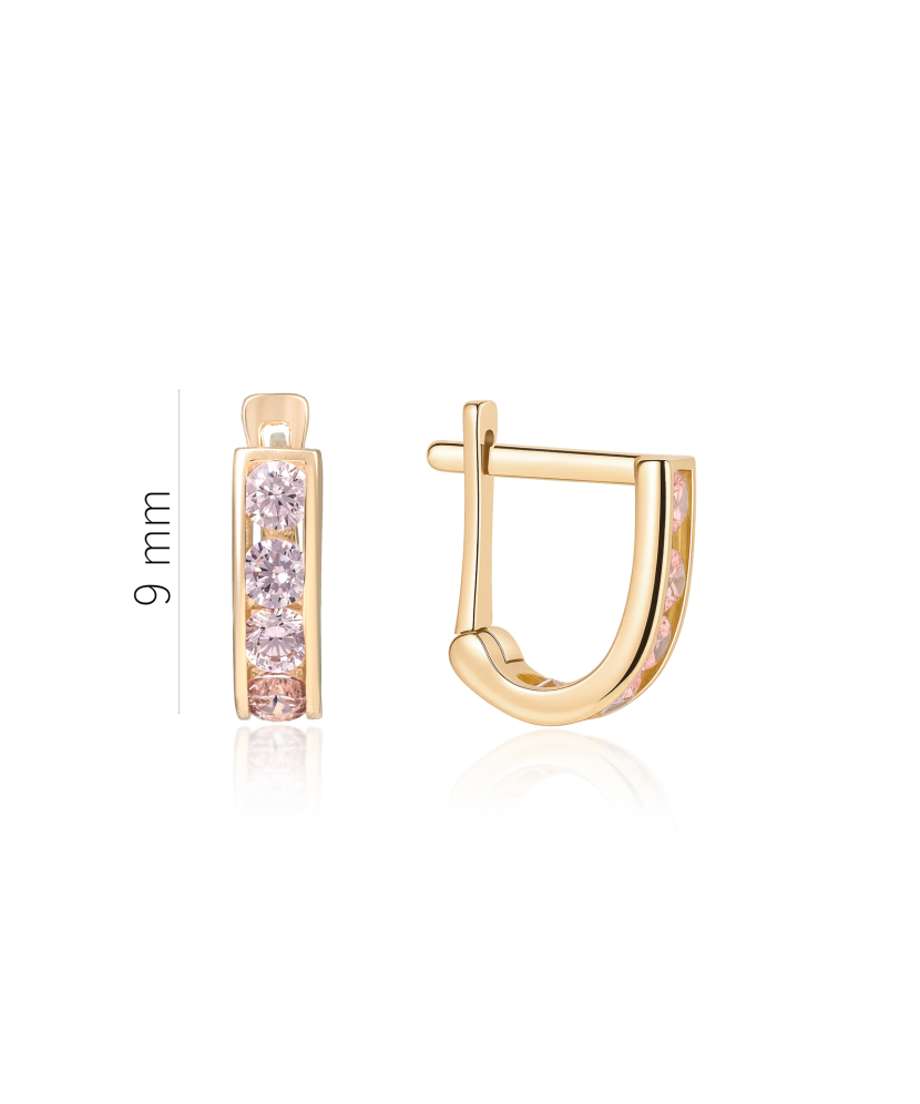 Gold earrings with zircons