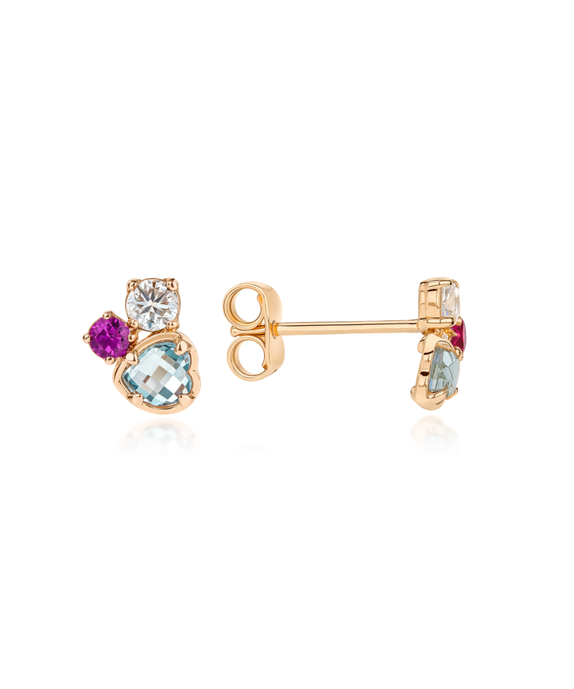 Gold earrings with zircons